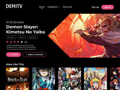Anime Website app app design clean design landingpage design minimal ui ux website design