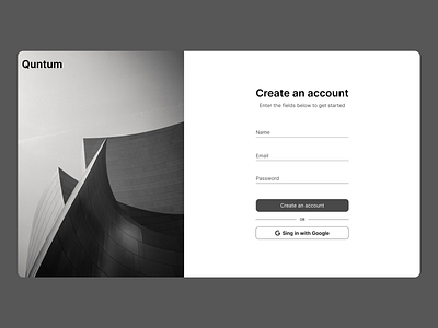 Quntum sign up page architecture dailyui figma graphic design sign up ui