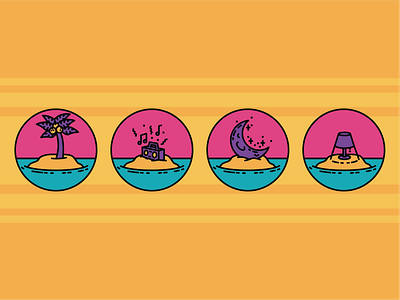 Islands boom box flat illustration illustration islands lamp moon palm tree radio summer