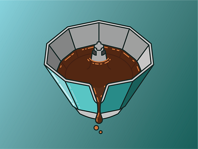 Moka Pot Pour brown coffee coffee maker coffee pour illustration line illustration moka pot pour teal