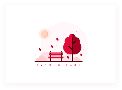 Autumn Park & Red Leaves Graphic Design design flat flatdesign graphic design illustration park red redesign ui uidesign uiux vector