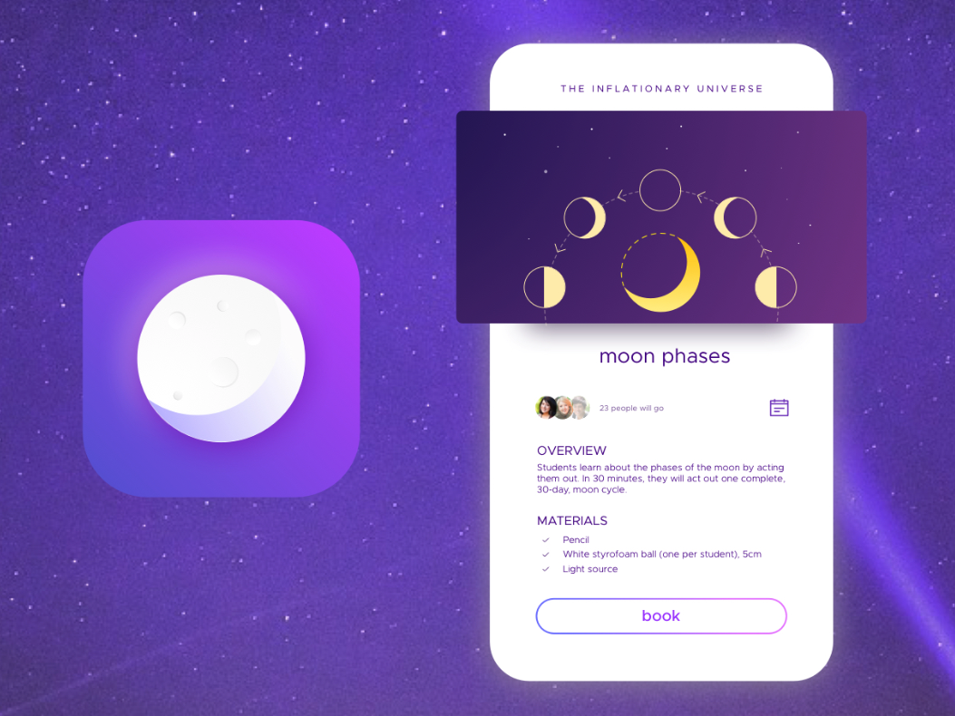 Moon phases app UI Design by Erica on Dribbble