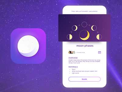 Moon phases app UI Design ui designs ux design