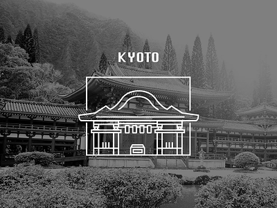 Kyoto black icon landmark line white