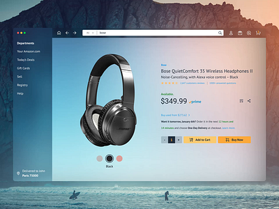 Amazon Desktop App Concept 3d amazon animation app bose c4d design ecommerce headphones shopping ui ux web desgin