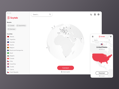 Scytale App - VPN Concept 3d app app design connection design earth encryption security ui ux vector vpn