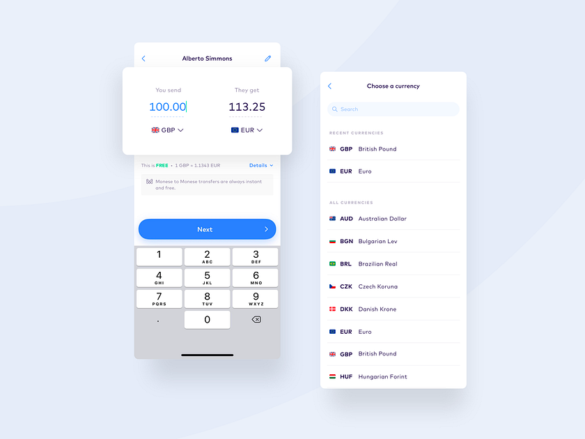 Monese FX calculator by Markko Hellat for Monese on Dribbble