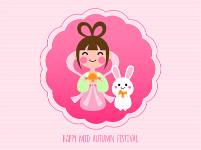 Happy Mid Autumn Festival 2020 bunny character cute festival illustration mid autumn moon rabbit
