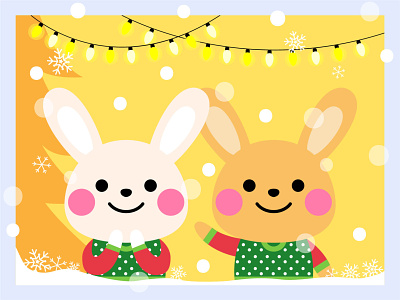 Merry Christmas bunny card character christmas cute illustration rabbit winter