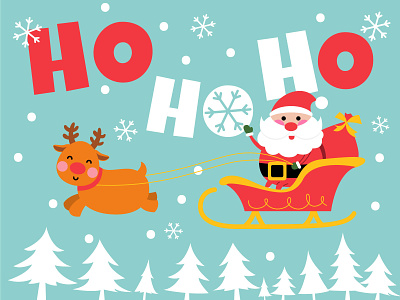 Santa Claus is coming to town character christmas christmas card cute happy hohoho holiday illustration joy reindeer snow xmas xmas card