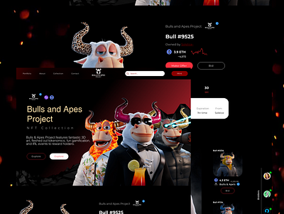 Bulls and Ape Web Design animation concept design gaming illustration nft nftt opensea ui ux website