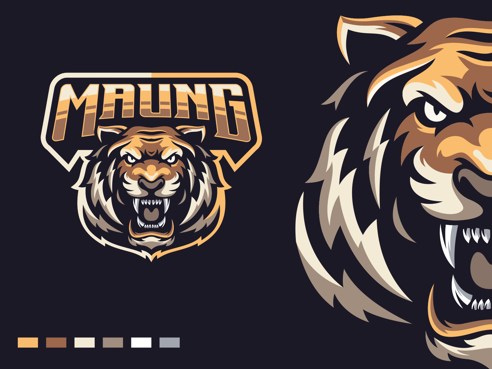 Tiger esport gaming logo design Royalty Free Vector Image