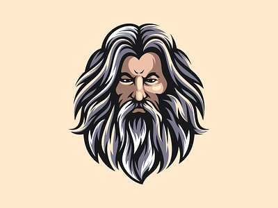 God of Zeus beard brand branding character design designs esport god graphic design illustration logo masculine zeus