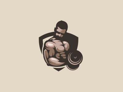 Muscle character gym icon logo mascot muscle