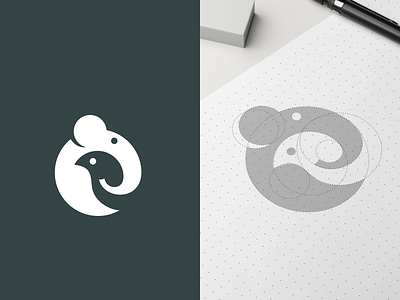 Elephant And Bird animal bird branding character design elephant illustration logo logotype