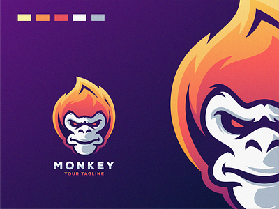 monkey logo animal brand branding character designs esport esportlogo illustration logo mascot masculine monkey sports