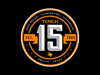 Torch Creative 15 Year Anniversary Logo athletic college custom design illustration lettering logo sports star typography