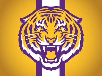 CONCEPT - LSU Tiger concept design fangs fierce gold growl illustration lsu purple roar stripes tiger