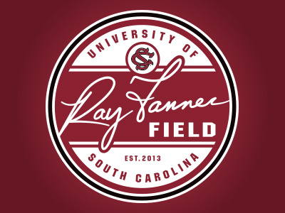 University of South Carolina baseball circle custom design field lettering type