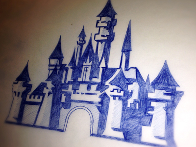 Fairytale castle drawing Royalty Free Vector Image