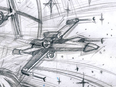 X-Wing Fighter action custom design disney illustration luke poster sketch star wars stars