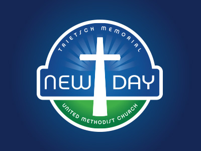 New Day church cross custom design illustration lock up methodist religious sun