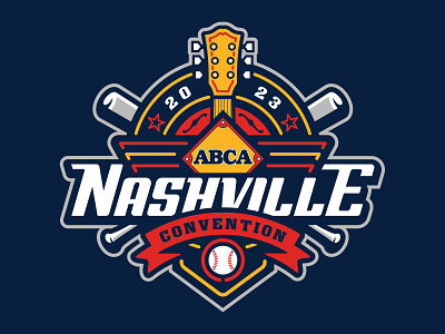 ABCA 2023 Nashville Convention athletic baseball bat custom design hand drawn illustration logo nashville neon sports tennessee typography