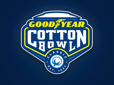 Goodyear Cotton Bowl athletics bowl cotton custom design font football goodyear illustration stadium tire torch