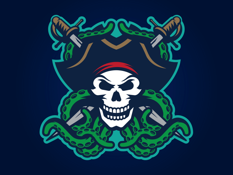 Davy Jones' Locker Pt.II athletic buccaneer custom design illustration octopus pirate sea skull sword torch treasure
