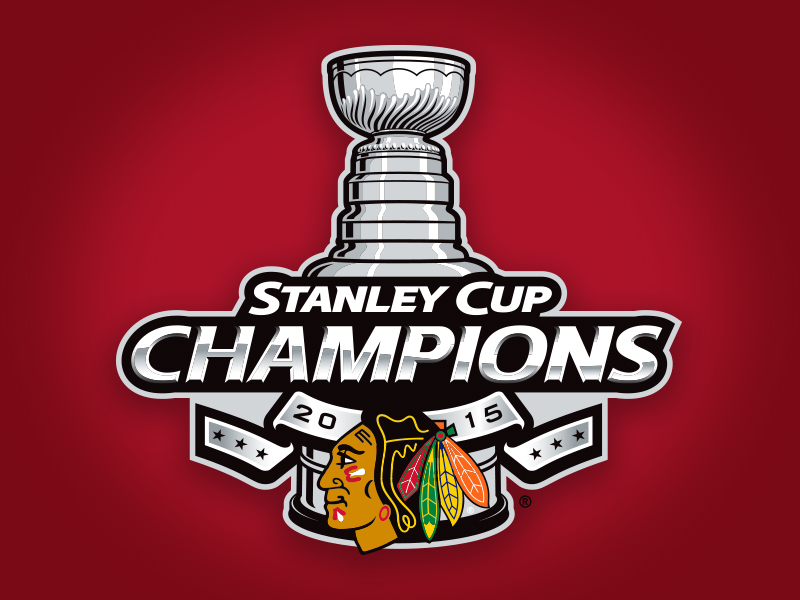 Stanley Cup Champions athletic chicago custom design hockey ice illustration nhl puck ribbon stanley cup torch