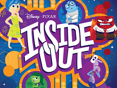 Disney Pixar Inside Out anger characters custom design disney illustration joy lettering pixar poster type typography