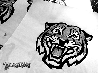 Incompletions Pt. 4 - Tigers custom design feline growl hand drawn illustration ink marker mascot sketch teeth tiger