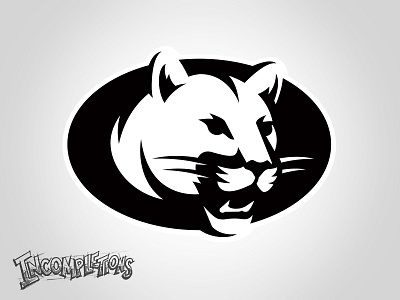 Incompletions Pt. 5 - Cougar 1 black cougar custom design feline growl illustration logo oval snarl sports white