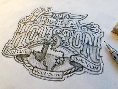 ICLA 2016 Houston Sketch custom type design hand drawn hand lettering horns lettering sketch star state texas typography western