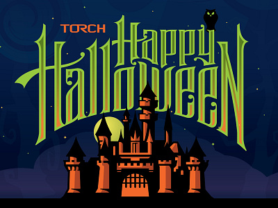 Happy Halloween! castle custom design disney halloween illustration lettering night type typography