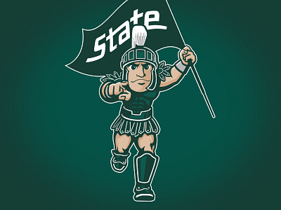 Michigan State University - Sparty athletics character college custom type design football hand drawn mascot spartan vintage