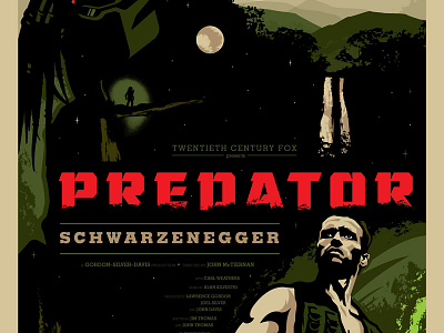 Predator Commemorative Poster custom design hand drawn illustration jungle moon movie night poster predator
