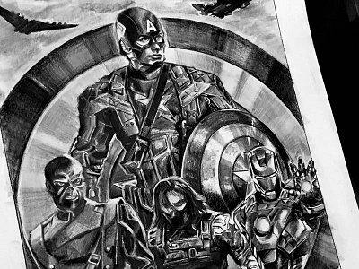 Captain America Shield Trilogy Poster captain comics design hand drawn hand sketch illustration marvel movie pencil poster shield vintage