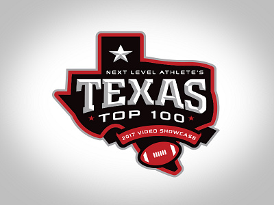 Texas Top 100 athlete black cowboy custom design football illustration red ribbon star texas