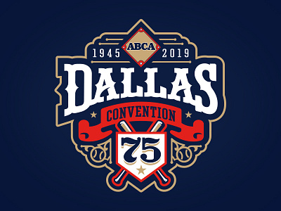 ABCA Dallas 2019 75 baseball bat convention custom design diamond event illustration plate ribbon typography