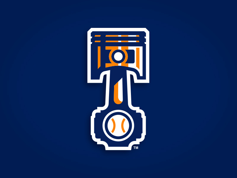Bowling Green Hot Rods hot rod v8 v minor pistons piston circle wings baseball illustration custom design