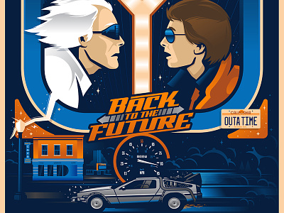Back To The Future Poster building car custom delorean design doc illustration marty movie poster typography vector