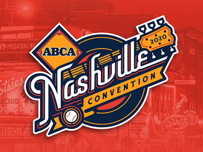 ABCA Nashville Convention 2020 baseball convention custom design diamond event guitar illustration music nashville neon record