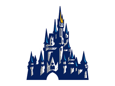 Disney World Castle custom design hand drawn illustration mouse orlando shadows spires vector world