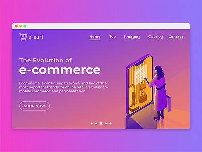 e-Commerce Cover page concept cover e commerce illustration landing page shop site ui ux vector