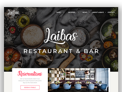 Laiba's Restaurant & Bar Landing Page banner design food free htmlcss landing page psd template ui ux website