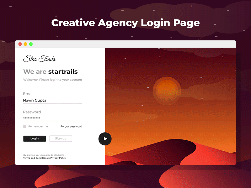 Animated Login Page Design about coverpage css html landing page paradise site ui ux website