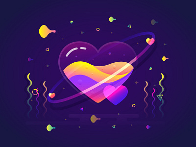 Fantastic Planet 003 brenttton fish gradient heart illustration love planets seaweed space universe water wave