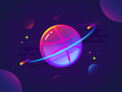 Fantastic Planet 010 brenttton colors dribbble gradients illustration meteor planets space star transparency universe vector