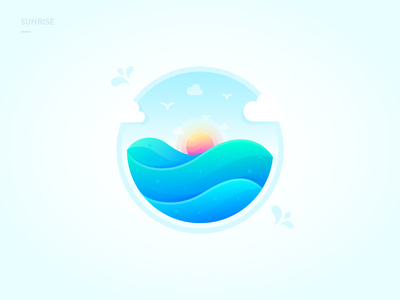 Sunrise bird brenttton cloud colors gradients illustration morning ocean sea sunrise water wave